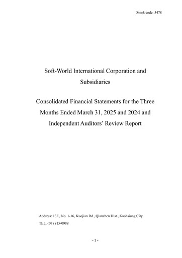 Thumbnail Soft-World International Quarterly Report 2025-q1