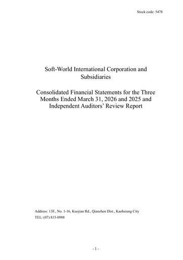 Thumbnail Soft-World International Quarterly Report 2026-q1