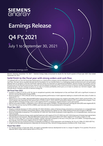 Vorschaubild Siemens Energy Quartalsbericht 2021-q4