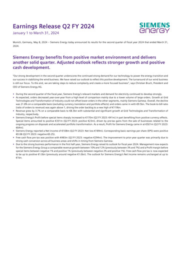 Vorschaubild Siemens Energy Quartalsbericht 2024-q2