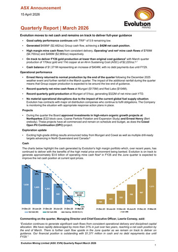 Thumbnail Evolution Mining
 Quarterly Report 2026-q1