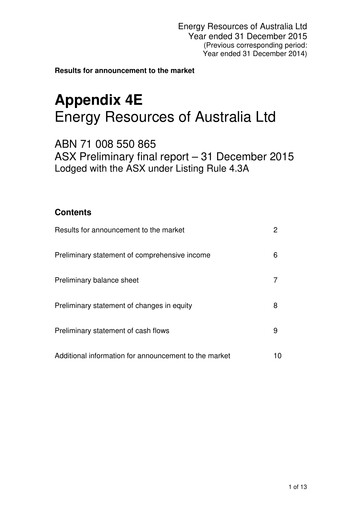 Thumbnail Energy Resources of Australia Financial Report 2015
