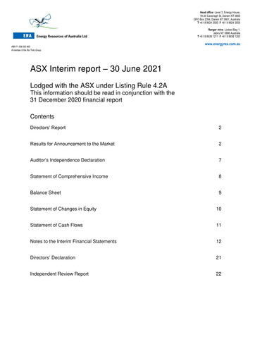 Thumbnail Energy Resources of Australia Half-year Report 2021-h1
