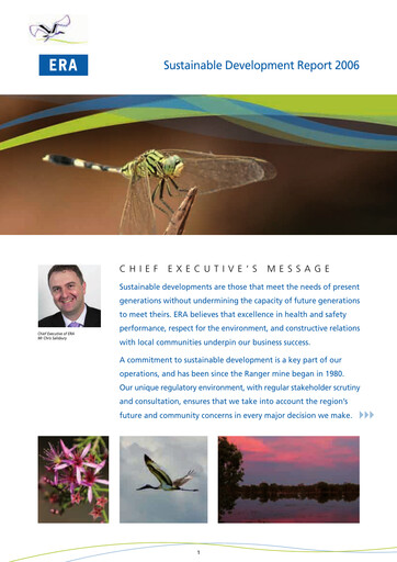 Thumbnail Energy Resources of Australia Sustainability Report 2006