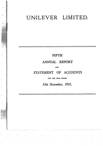 Thumbnail Unilever Annual Report 1932