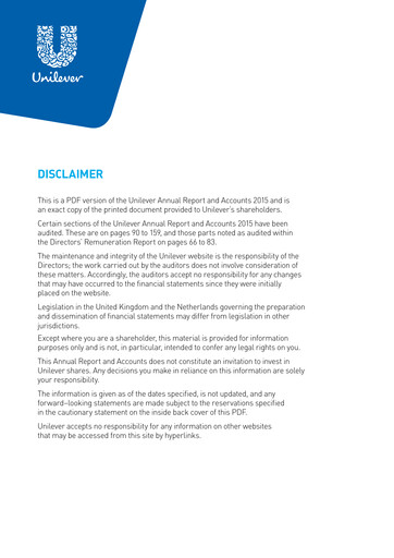 Thumbnail Unilever Annual Report 2015