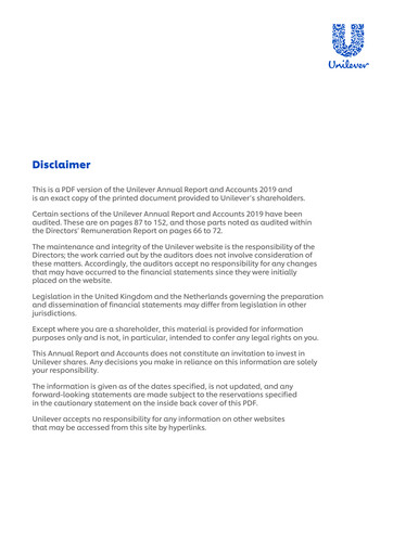 Thumbnail Unilever Annual Report 2019