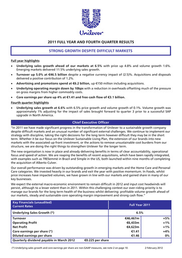 Thumbnail Unilever Financial Report 2011