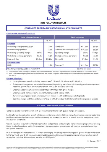 Thumbnail Unilever Financial Report 2018