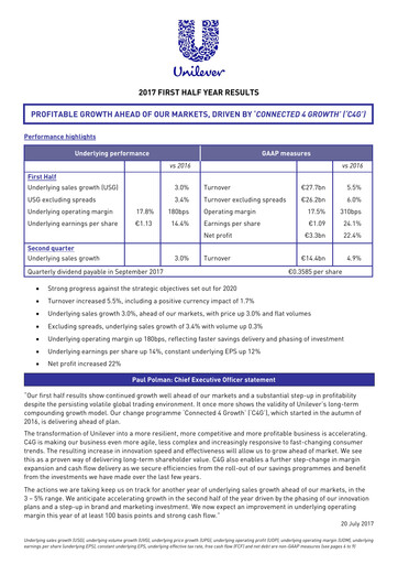 Thumbnail Unilever Half-year Report 2017-h1
