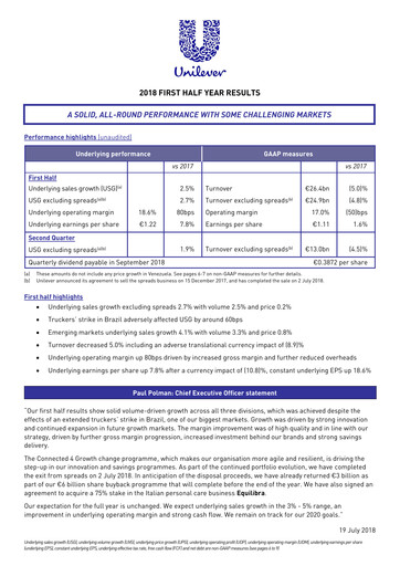 Thumbnail Unilever Half-year Report 2018-h1