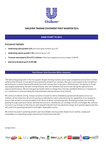 Thumbnail Unilever Quarterly Report 2014-q1