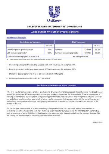 Thumbnail Unilever Quarterly Report 2018-q1