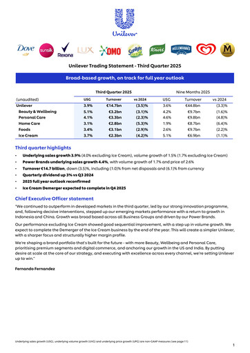 Thumbnail Unilever Quarterly Report 2025-q3