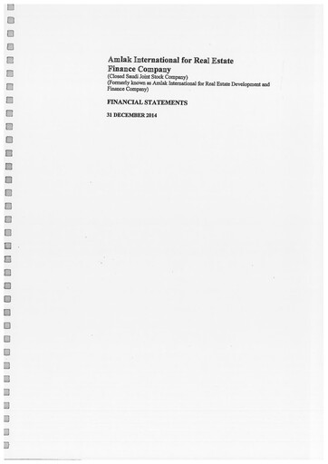 Thumbnail Amlak International Finance Company Financial Statement 2014