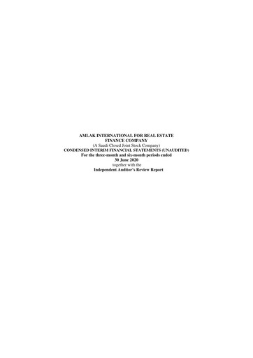 Thumbnail Amlak International Finance Company Quarterly Report 2020-q2