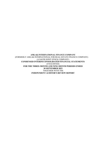 Thumbnail Amlak International Finance Company Quarterly Report 2023-q3