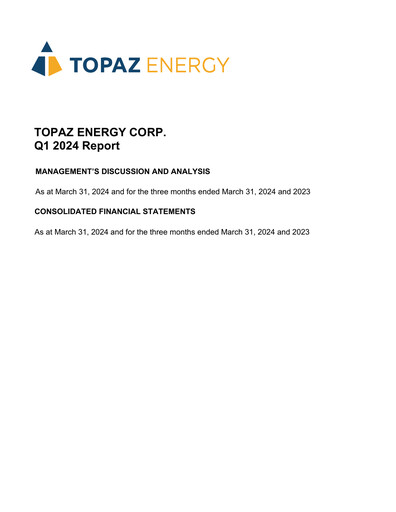 Thumbnail Topaz Energy Quarterly Report 2024-q1