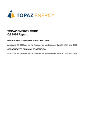 Thumbnail Topaz Energy Quarterly Report 2024-q2
