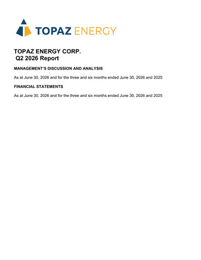 Thumbnail Topaz Energy Quarterly Report 2026-q2