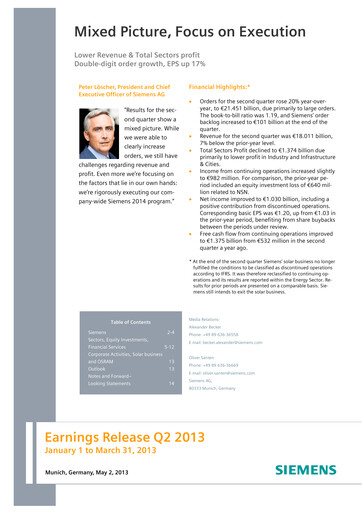 Miniature Siemens Rapport trimestriel 2013-q2