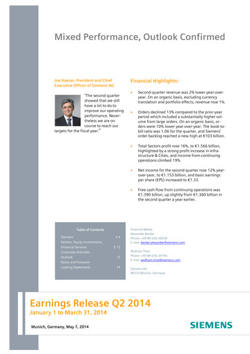 Miniature Siemens Rapport trimestriel 2014-q2