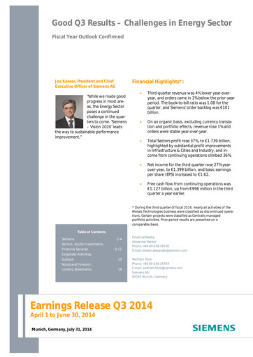 Miniature Siemens Rapport trimestriel 2014-q3
