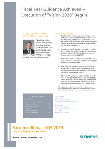 Miniature Siemens Rapport trimestriel 2014-q4