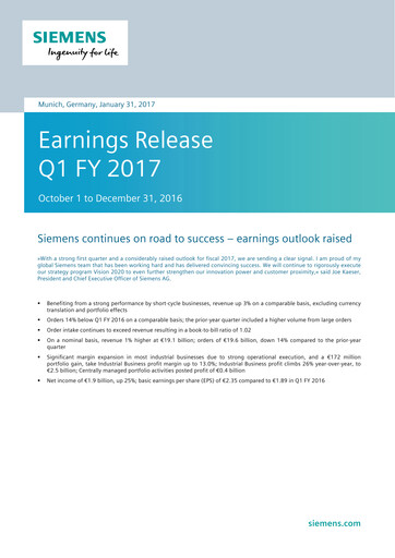 Miniature Siemens Rapport trimestriel 2017-q1