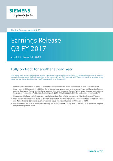 Miniature Siemens Rapport trimestriel 2017-q3