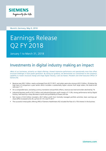 Miniature Siemens Rapport trimestriel 2018-q2