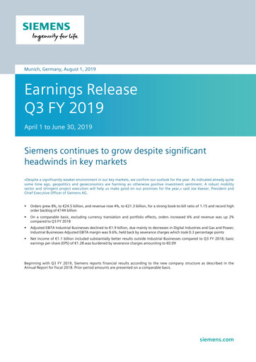 Miniature Siemens Rapport trimestriel 2019-q3