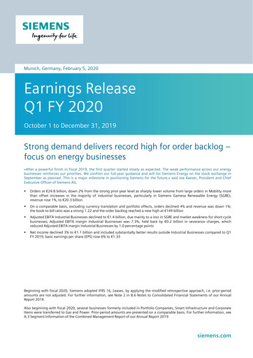 Miniature Siemens Rapport trimestriel 2020-q1