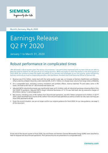 Miniature Siemens Rapport trimestriel 2020-q2