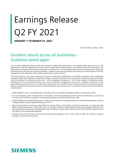 Miniature Siemens Rapport trimestriel 2021-q2