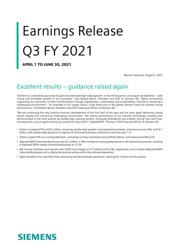 Miniature Siemens Rapport trimestriel 2021-q3