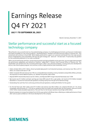 Miniature Siemens Rapport trimestriel 2021-q4