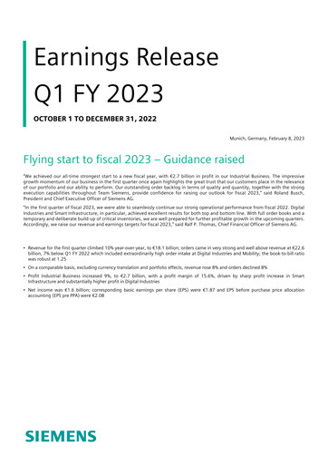 Miniature Siemens Rapport trimestriel 2023-q1