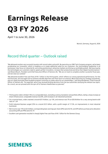 Miniature Siemens Rapport trimestriel 2026-q3