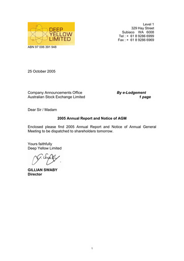 Thumbnail Deep Yellow Annual Report 2005