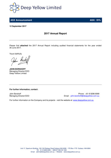 Thumbnail Deep Yellow Annual Report 2017