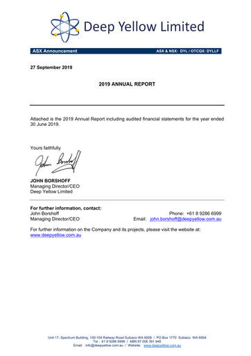 Thumbnail Deep Yellow Annual Report 2019