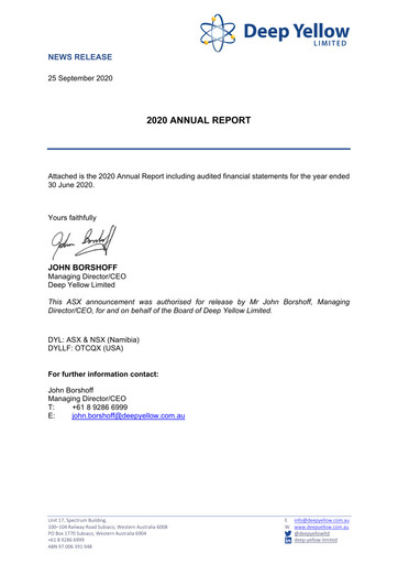 Thumbnail Deep Yellow Annual Report 2020
