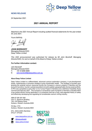 Thumbnail Deep Yellow Annual Report 2021