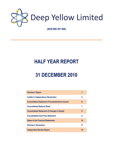 Thumbnail Deep Yellow Financial Report 2011-h1