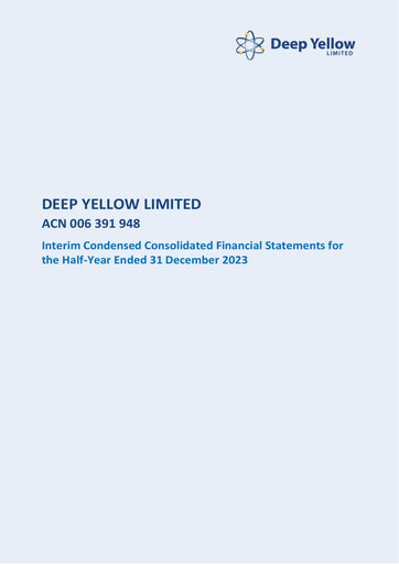 Thumbnail Deep Yellow Financial Report 2024-h1