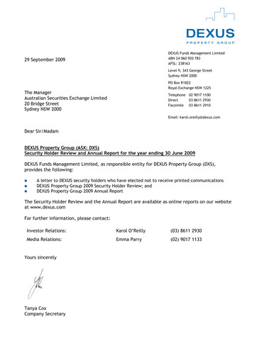 Thumbnail Dexus Annual Report 2009