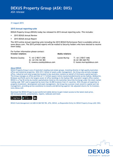 Thumbnail Dexus Annual Report 2015