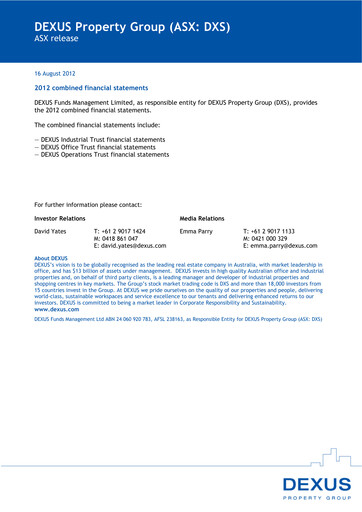 Thumbnail Dexus Financial Report fy2012