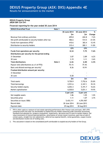 Thumbnail Dexus Financial Report fy2014